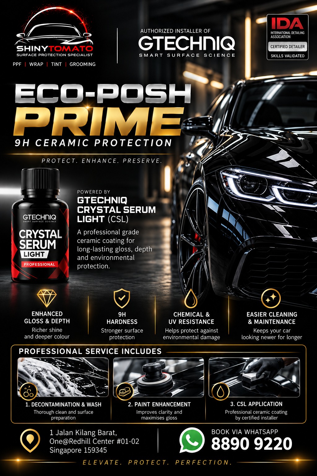 Eco-Posh Prime ceramic coating package leaflet